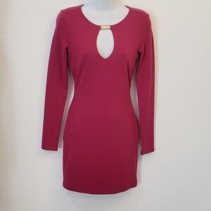 BEBE Fusia Bodycon Mini Front Keyhole Dress Size: S